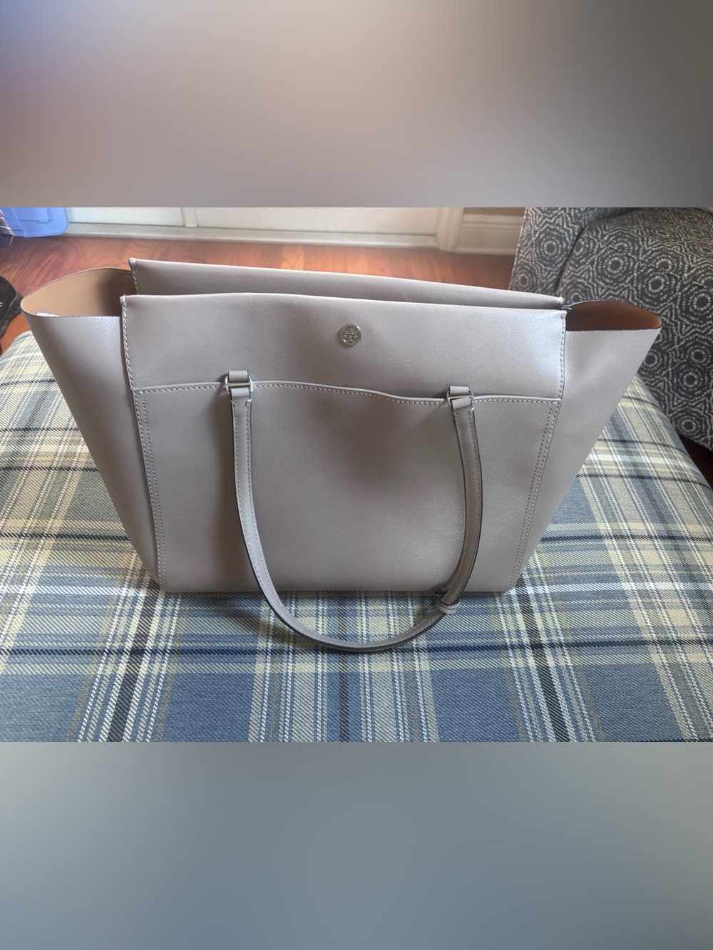 Tory Burch Leather Parker Tote-Dust Storm